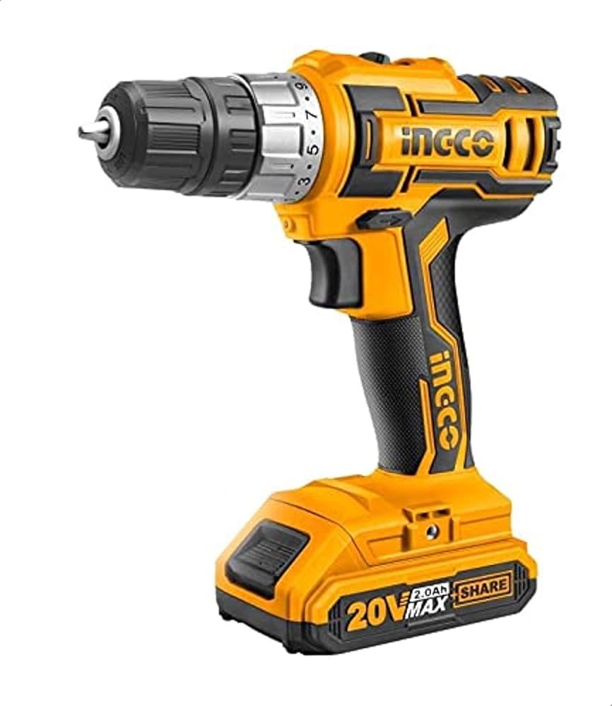 Ingco Compact Brushless Cordless Drill CDLI205582 – 20V, 2-Speed, Lithium-Ion Battery