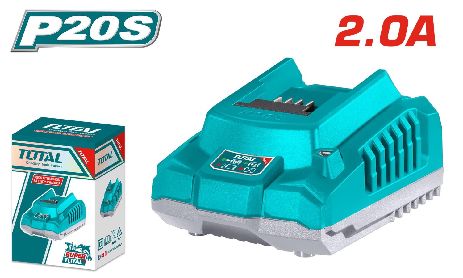 Total TFCLI2001 P20S Battery Charger – Fast Charger for 20V Lithium-Ion Batteries