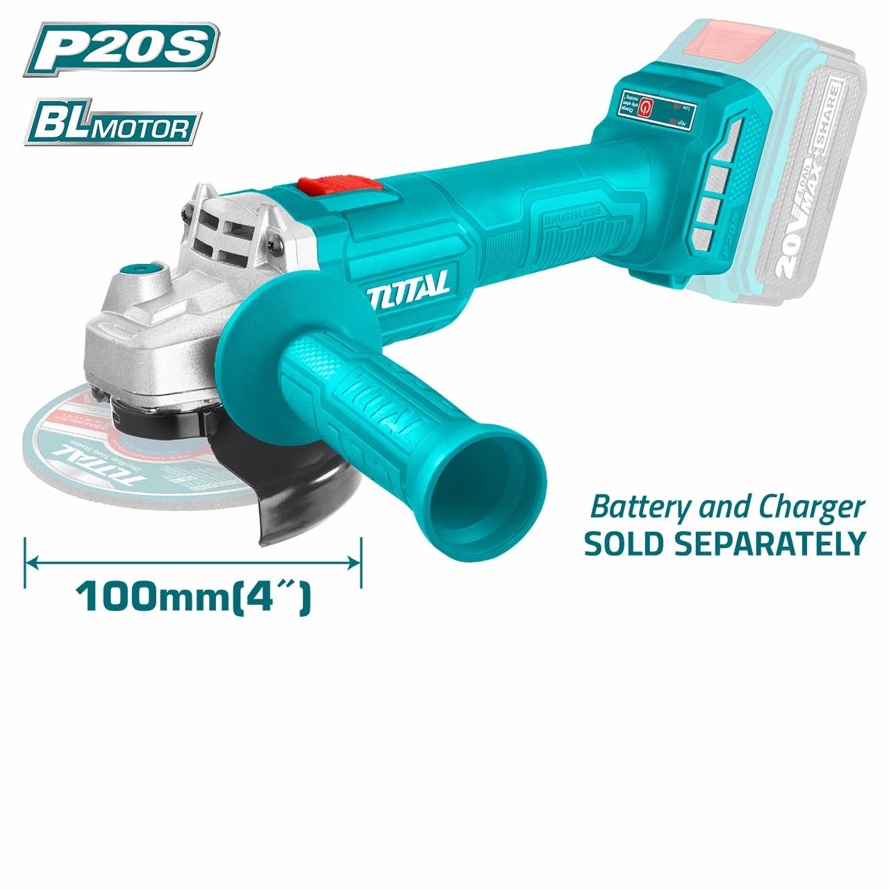 Total TAGLI2011587 Cordless Angle Grinder – 20V